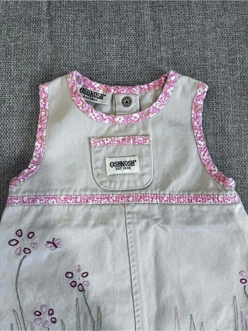 OshKosh B'gosh Cream Dress with Pink Floral Trim